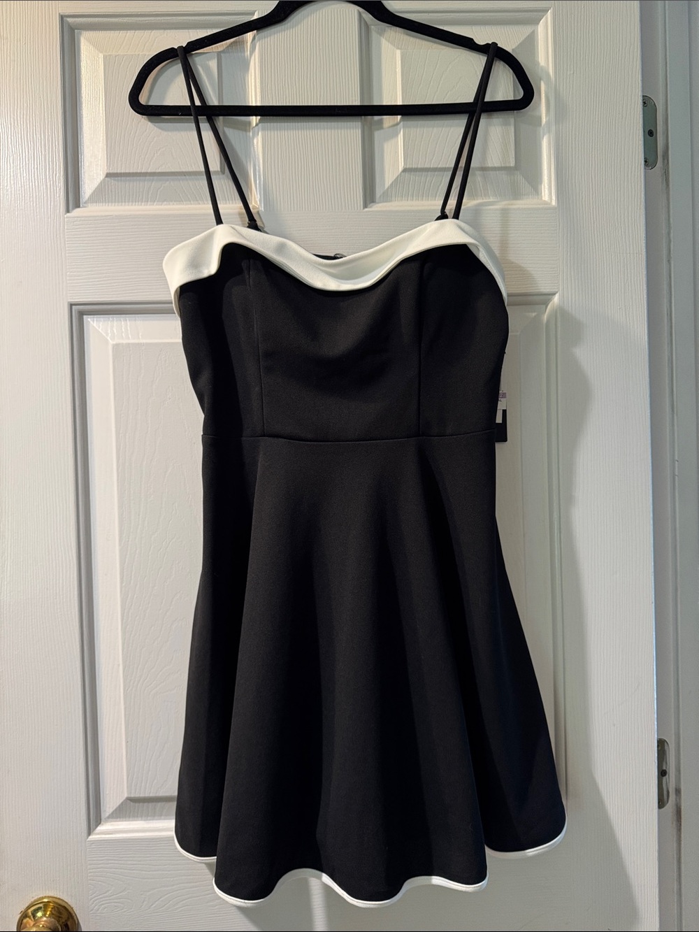 City Studio Black Mini Dress with White Trim